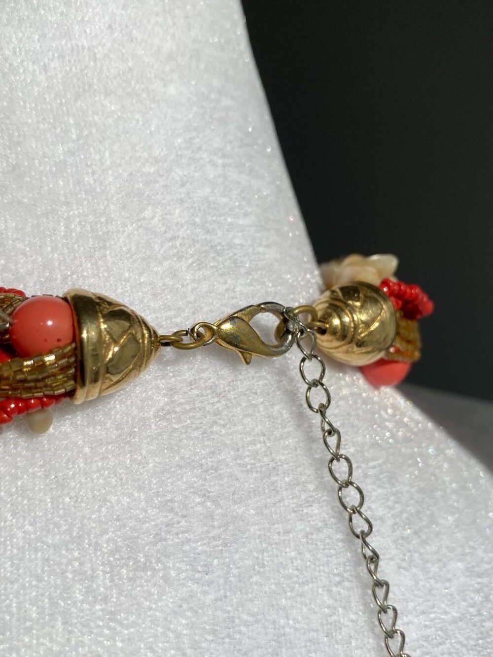 Vintage Chunky Coral Color Sea Shell Statement Necklace Boho Beach Summer - Picture 2 of 16